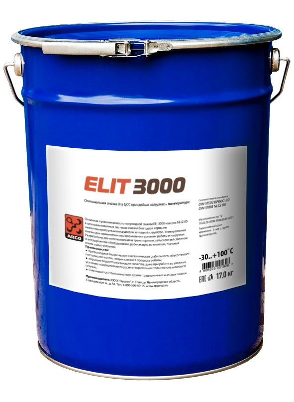 Смазка Elit 3000 EP00 евроведро 17,0 кг (Элит 3000)